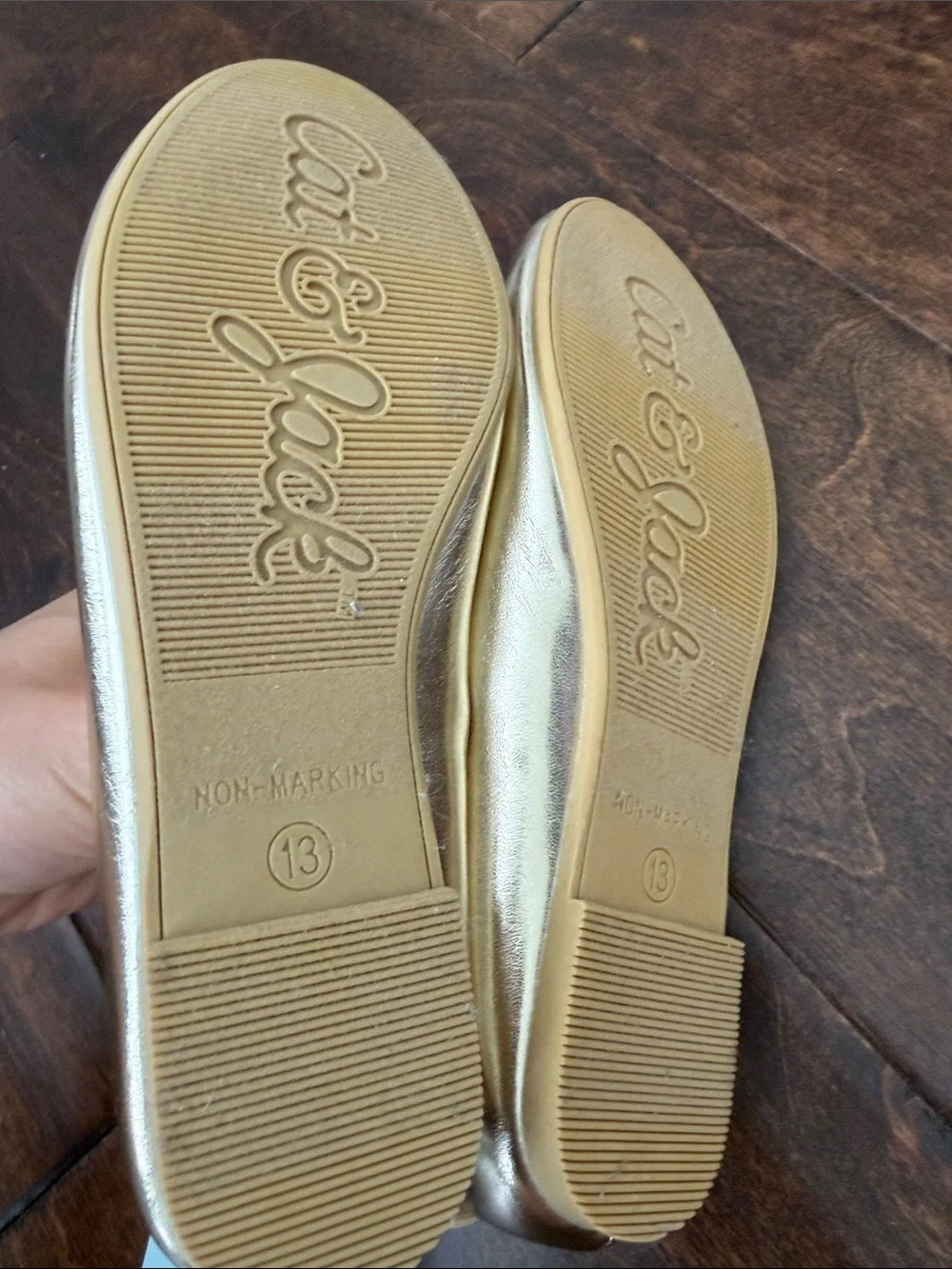 Cat & Jack Girls Stacy Ballet Flats Gold Shoes bow 13